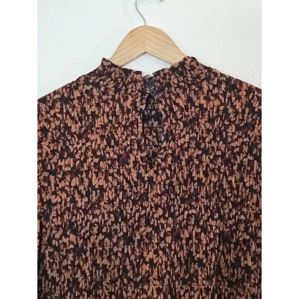 New Day Smocked Midi Dress Womens XL Brown Floral Long Sleeve Boho NWT - Picture 10 of 14